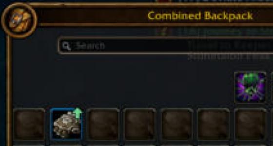 A green arrow on the character slot and the bag item that beats it